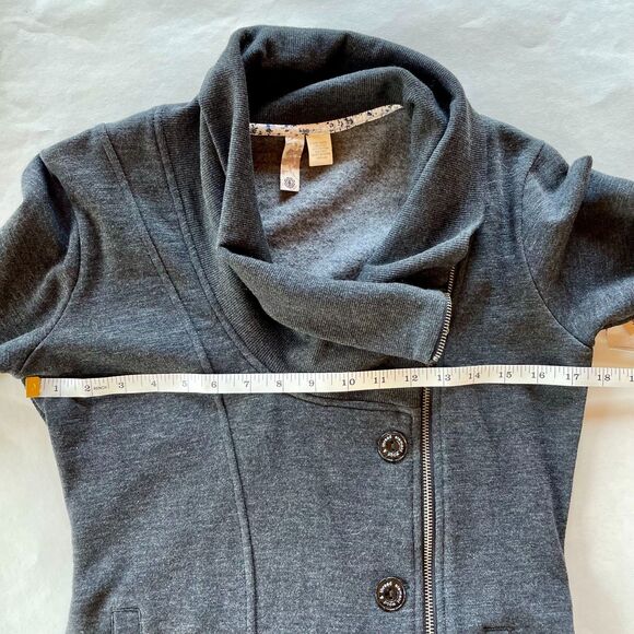 NWT Element Wood & Thread Asymmetric Zip Up Knit Cowl Jacket in Dark Grey Size M - Picture 10 of 12